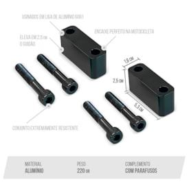 Segunda imagem do produto Adaptador de Guidão Mxf 270f Biker 25mm Preto