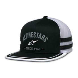 Boné Alpiestars Backline Trucker Snapback Preto Branco