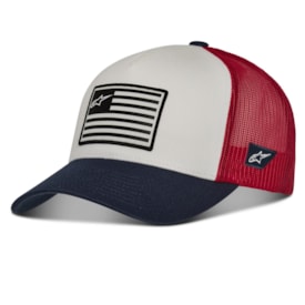Boné Alpinestars Flag Snapback Branco Azul