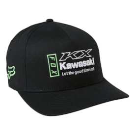 Boné Fox Kawasaki KX Flexfit Preto
