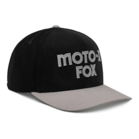 Boné Fox Moto-X Corduroy Snapback Preto Cinza