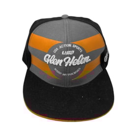 Boné Usa Glen Helen Aba Reta Laranja Cinza