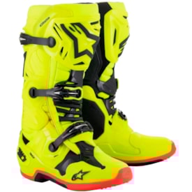 Bota Alpinestars Tech 10 Amarelo Fluor Vermelho