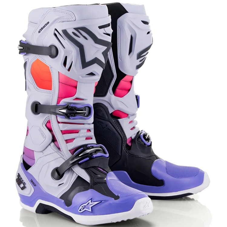 Bota Alpinestars Tech 10 Daytona Limited Edition Cinza Azul Rosa