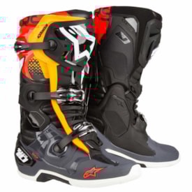 Bota Alpinestars Tech 10 Preto Cinza Laranja