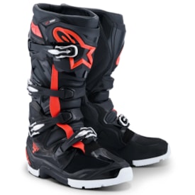 Bota Alpinestars Tech 7 Enduro Drystar Preto Vermelho Fluor