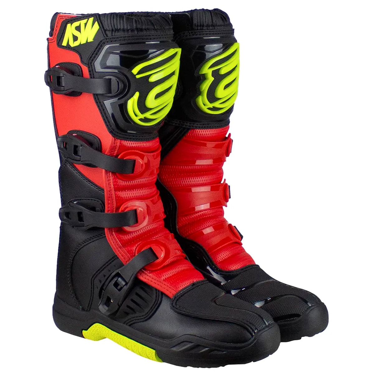 Bota Asw Image Enduro Preto Vermelho Fluor