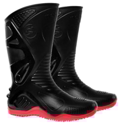 Bota de Chuva Motosafe Impermeável Preto Vermelho