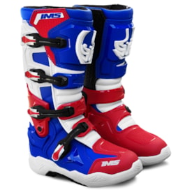 Bota Ims One Articulada Motocross Branco Azul Vermelho
