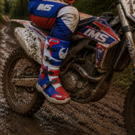 Segunda imagem do produto Bota Ims One Articulada Motocross Branco Azul Vermelho