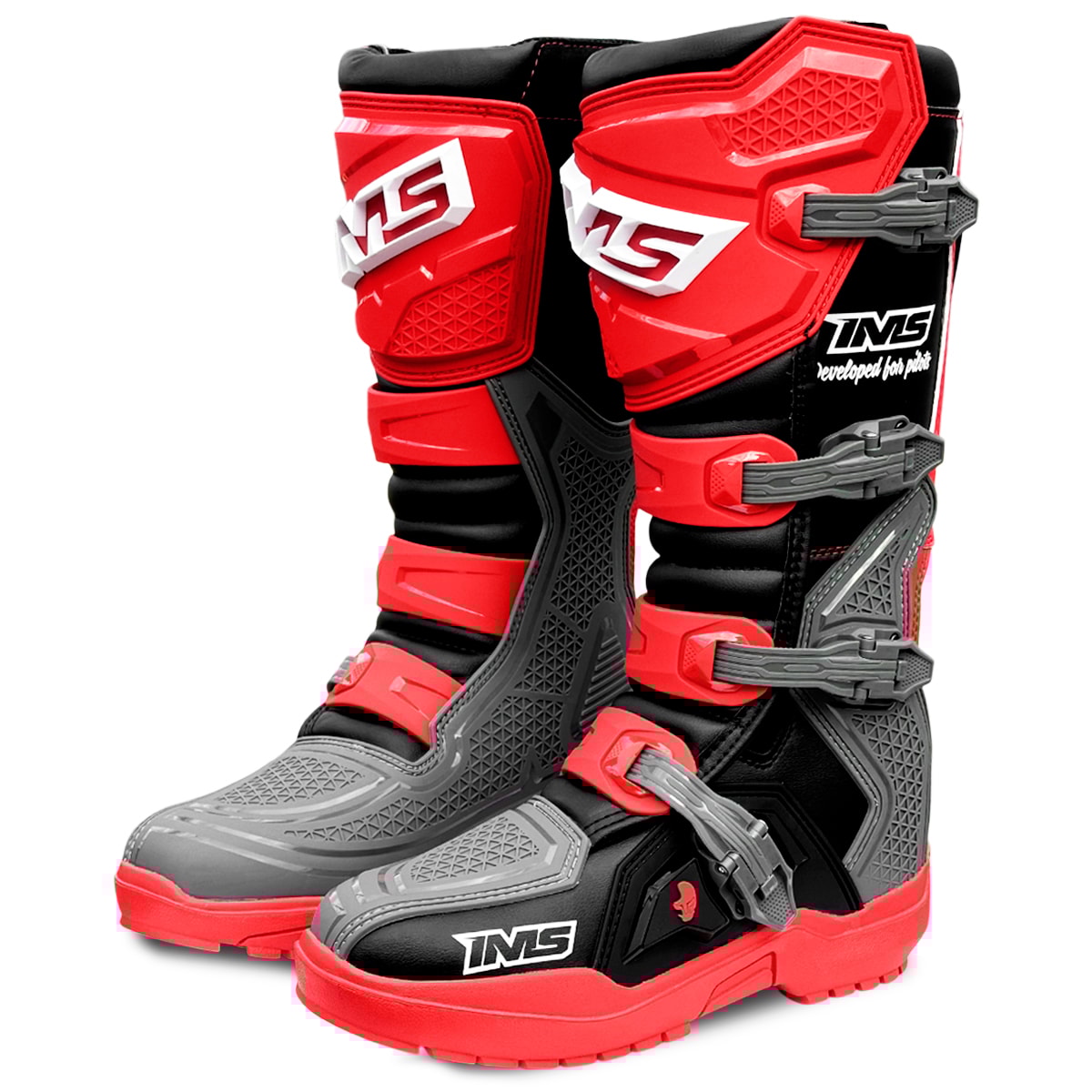 Bota Ims Robust Cinza Vermelho