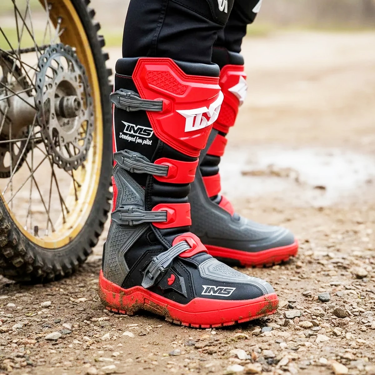 Segunda imagem do produto Bota Ims Robust Cinza Vermelho