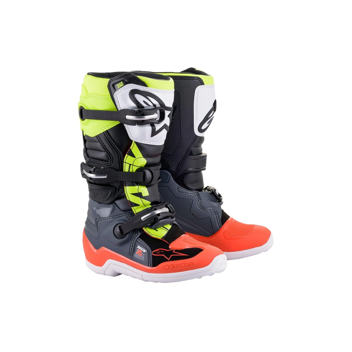 Bota Infantil Alpinestars Tech 7s Cinza Vermelho Fluor