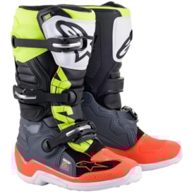 Bota Infantil Alpinestars Tech 7s Cinza Vermelho Fluor