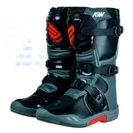 Bota Infantil Asw Kids Preto Cinza Vermelho