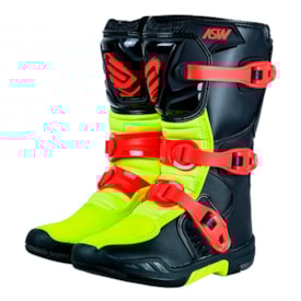 Bota Infantil Asw Kids Preto Vermelho Fluor