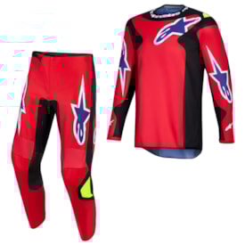 Calça e Camisa Alpinestars Fluid 26 Grid Vermelho Preto