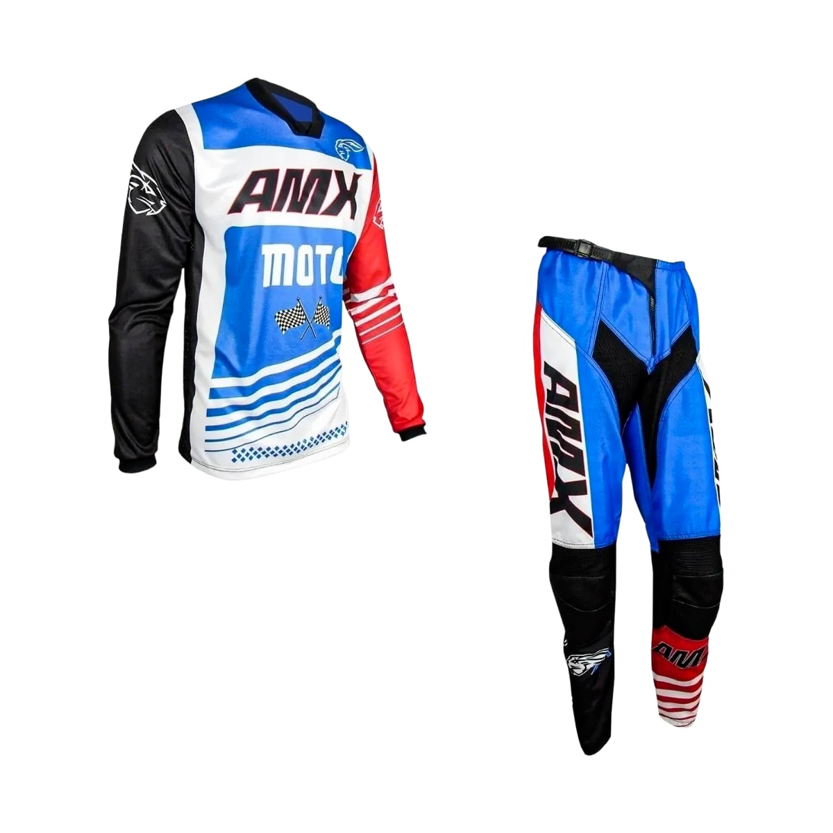 Calça e Camisa Amx Infantil Prime Moto Branco Azul