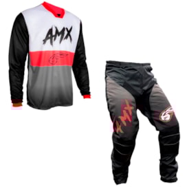 Calça e Camisa Amx Prime Mx04 Preto Cinza Vermelho