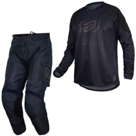 Calça e Camisa Asw Armadillo 23 Preto com Bolso Trilha Enduro