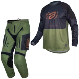 Calça e Camisa Asw Armadillo 23 Verde com Bolso Trilha Enduro