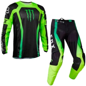 Calça e Camisa Fox 180 Monster Preto Amarelo Fluor