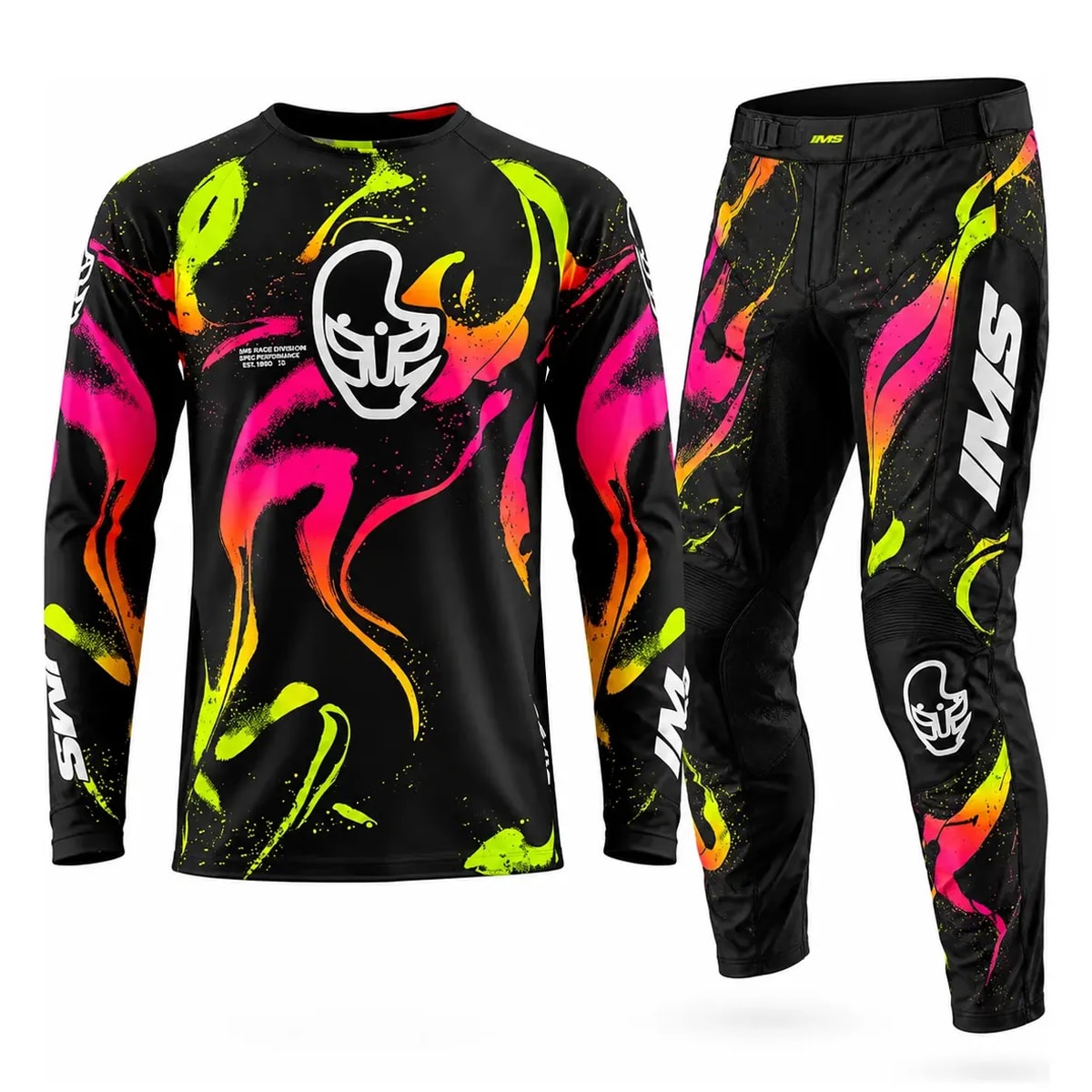 Segunda imagem do produto Calça e Camisa Ims Spec One Motocross Preto Fluor
