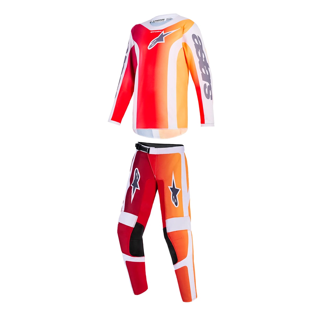 Segunda imagem do produto Calça e Camisa Infantil Alpinestars Fluid Portl Vermelho Cinza Claro