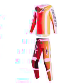 Segunda imagem do produto Calça e Camisa Infantil Alpinestars Fluid Portl Vermelho Cinza Claro