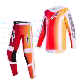 Calça e Camisa Infantil Alpinestars Fluid Portl Vermelho Cinza Claro
