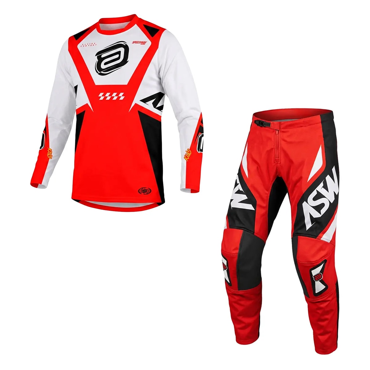 Calça e Camisa Infantil Asw Image Chevron Vermelho Preto