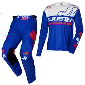 Calça e Camisa Just1 J-Command Competition Azul Vermelho