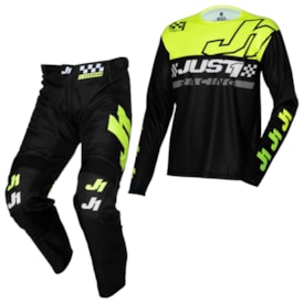 Calça e Camisa Just1 J-Command Competition Preto Fluor
