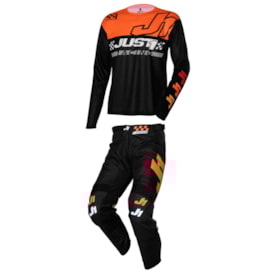 Segunda imagem do produto Calça e Camisa Just1 J-Command Competition Preto Laranja