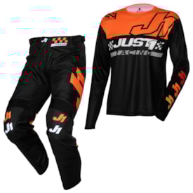 Calça e Camisa Just1 J-Command Competition Preto Laranja