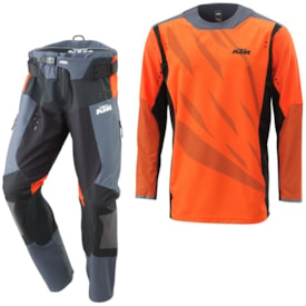 Calça e Camisa Ktm Racetech Preto Cinza Laranja