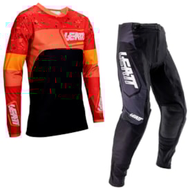 Calça e Camisa Leatt 4.5 Lite Enduro Preto Laranja
