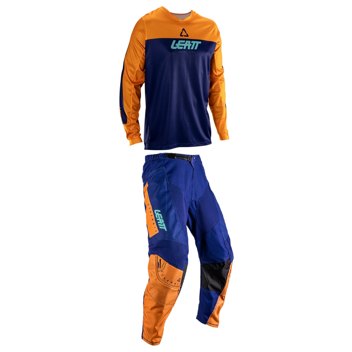 Segunda imagem do produto Calça e Camisa Leatt Moto 3.5 Laranja Azul