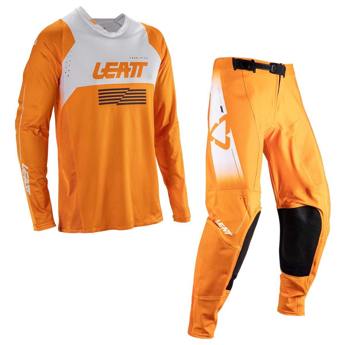 Calça e Camisa Leatt Moto 4.5 Lite Laranja Branco