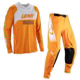 Calça e Camisa Leatt Moto 4.5 Lite Laranja Branco