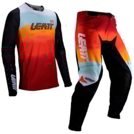 Calça e Camisa Leatt Moto 4.5 Lite Vermelho Laranja