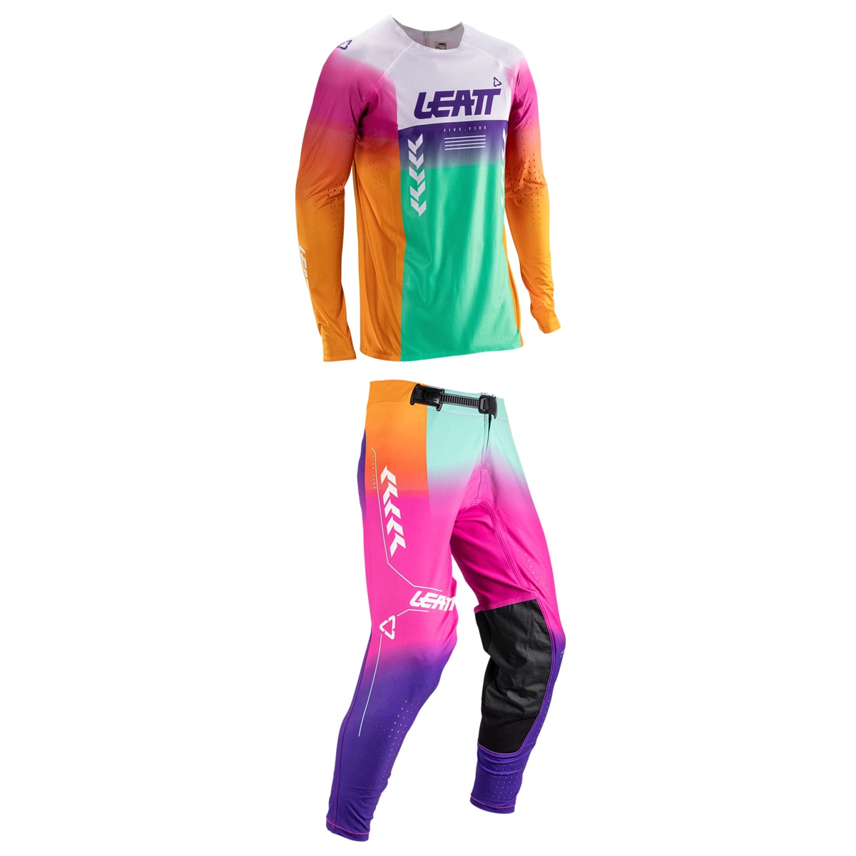Segunda imagem do produto Calça e Camisa Leatt Moto 5.5 IKS Ultraweld Roxo Rosa