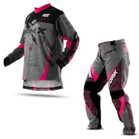 Calça e Camisa Protork Insane X Cinza Rosa