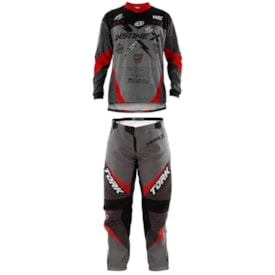 Segunda imagem do produto Calça e Camisa Protork Insane X Cinza Vermelho