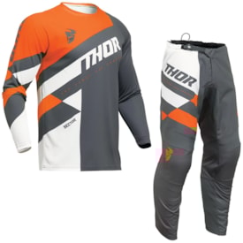 Calça e Camisa Thor Sector 24 Checker Cinza Laranja