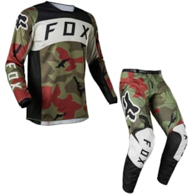 Calça e Camixa Fox 180 Bnkr Camo Verde