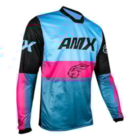 Camisa Amx Trilha Motocross Azul Rosa