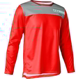 Camisa Fox Bike Defend Ls Moth Manga Comprida Vermelho Fluor