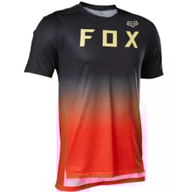 Camisa Fox Bike Flexair Ss Preto Vermelho Fluor