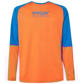 Camisa Oakley Factory Pilot Ls Manga Longa Jersey Laranja Azul